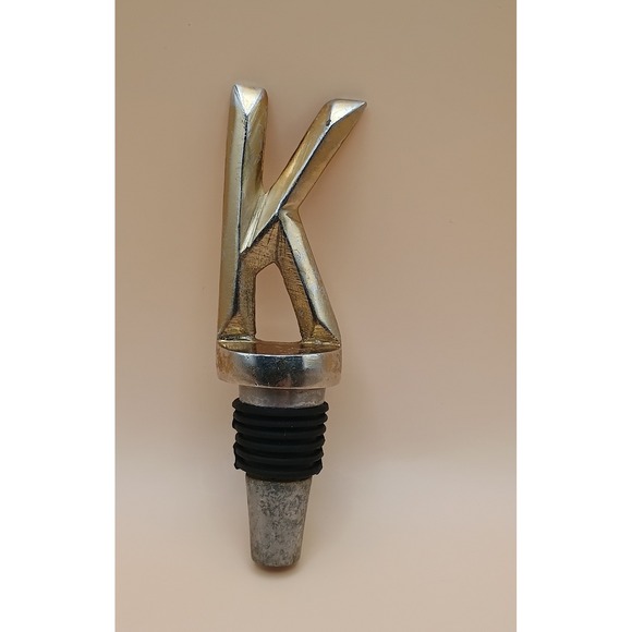 Other - Silver Initial Letter K Wine Bottle Stopper Monogram Metal Barware